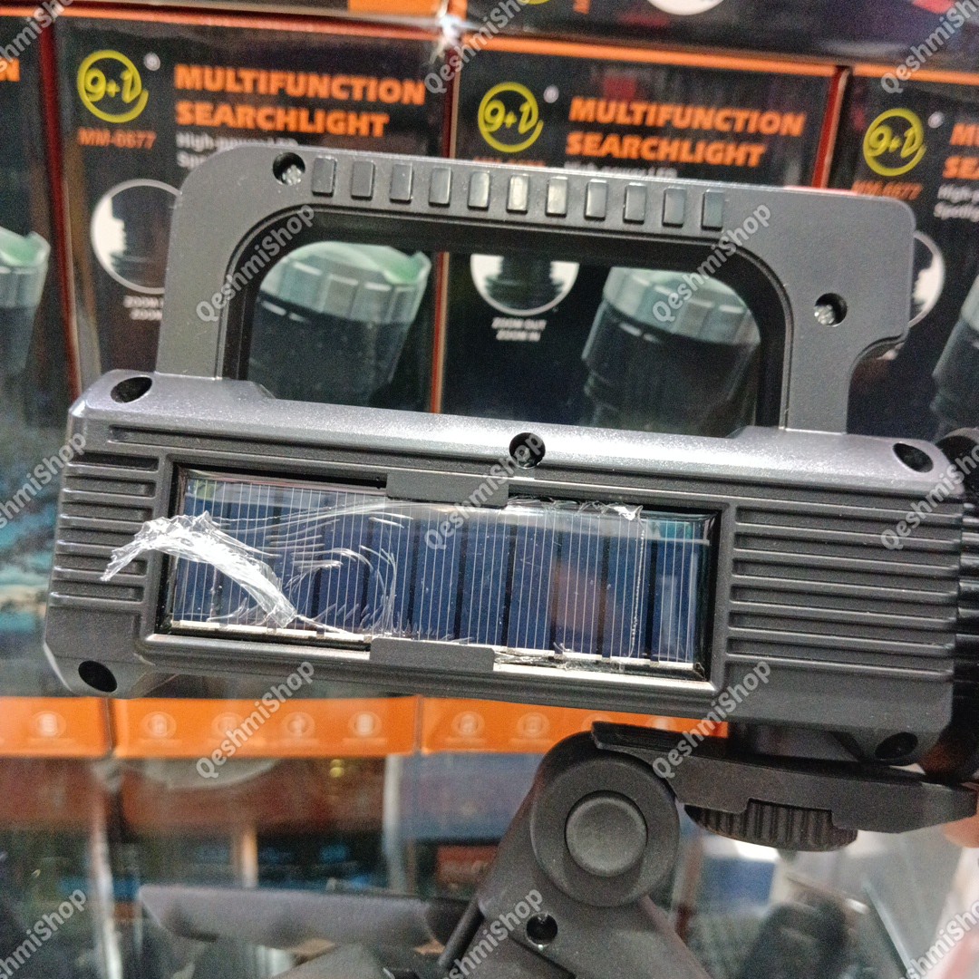 چراغ قوه شارژی چند منظوره Searchlight مدل MM-6677 زوم دار و دارای پنل خورشیدی مدل:new kanada0115332