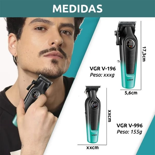ست ماشین اصلاح وی جی آر مدل V-196 و V-996 ست دوتایی حجم زن و خط زن مدل:new kanada0115332