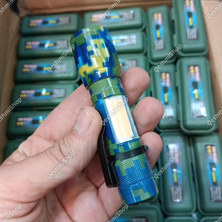 چراغ قوه طرح ارتشی COB مدل جیبی سبک، شارژی، مناسب کمپینگ و استفاده روزمره مدل:new kanada011521