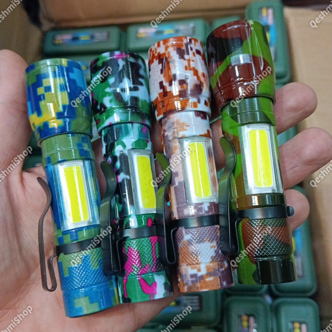 چراغ قوه طرح ارتشی COB مدل جیبی سبک، شارژی، مناسب کمپینگ و استفاده روزمره مدل:new kanada011521