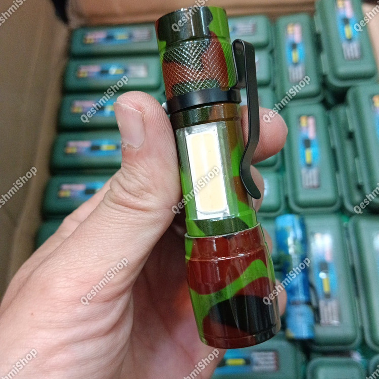 چراغ قوه طرح ارتشی COB مدل جیبی سبک، شارژی، مناسب کمپینگ و استفاده روزمره مدل:new kanada011521