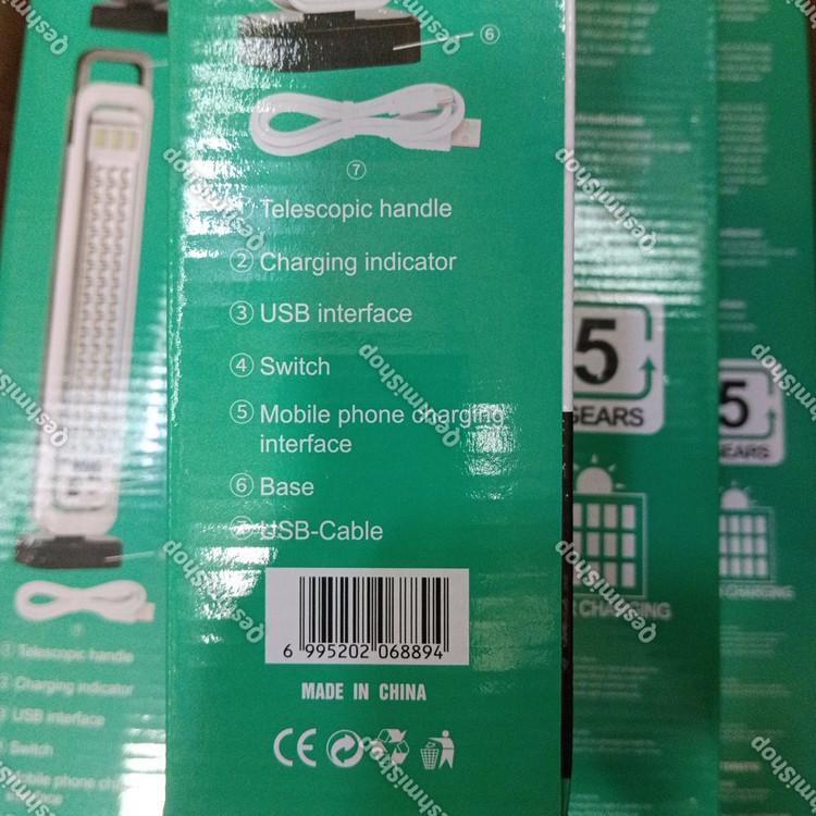 چراغ شارژی خورشیدی مدل HEL-6889T باتری 3000 میلی آمپر لیتیوم یون مدل:new kanada011521