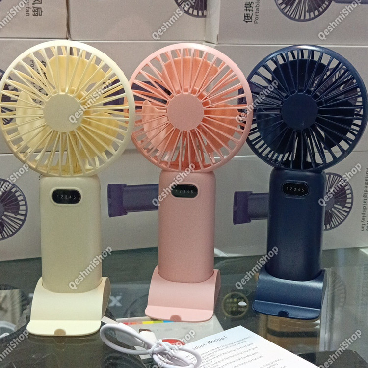 پنکه دستی و پایه دار شارژی پنج سرعته مدل GS03 همراه خنک و قابل حمل برای هر لحظه مدل:new kanada011521