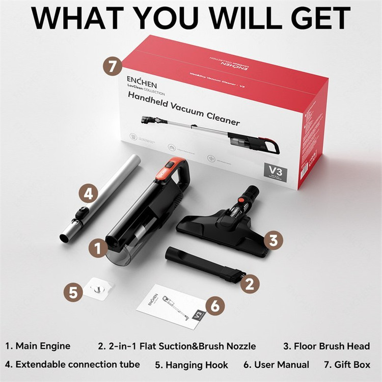 جاروبرقی دستی پرقدرت ENCHEN V3 مدل:new kanada011521