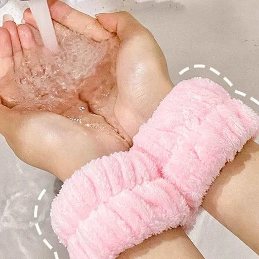 مچ بند حوله ای فانتزی دست پشمالویی برای روتین پوستی جلوگیری از خیس شدن دست هنگام شستشو صورت مچ گیر ابگیر مدل:new kanada01413