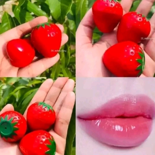 بالم لب نرم کننده آبرسان شفاف کننده و روشن کننده پوست  فانتزی کیوت توت فرنگی صورتی ملیح دخترونهمدل:new kanada01412
