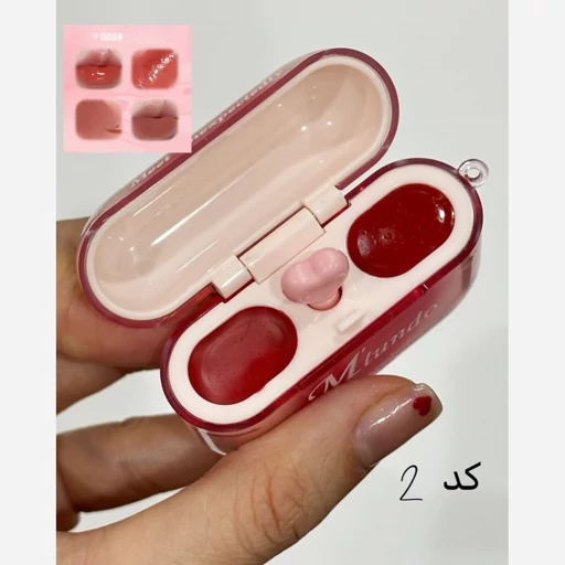 رژ لب ایرپادی فانتزی کیوت دخترانه همراه براش قلبی رژ خیس شیشه ای کره ای و رژ مات مخملی خمیری فانتزی کیوت پینترستی مدل:new kanada01412