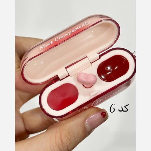رژ لب ایرپادی فانتزی کیوت دخترانه همراه براش قلبی رژ خیس شیشه ای کره ای و رژ مات مخملی خمیری فانتزی کیوت پینترستی مدل:new kanada01412
