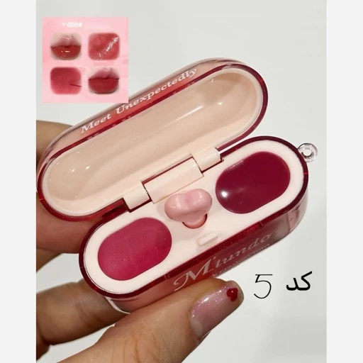 رژ لب ایرپادی فانتزی کیوت دخترانه همراه براش قلبی رژ خیس شیشه ای کره ای و رژ مات مخملی خمیری فانتزی کیوت پینترستی مدل:new kanada01412