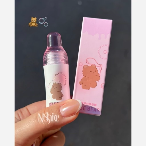رژ لب مایع مات مخملی خمیری سبک نچرال شیشه شیر پستونکی خرس تدی کیوت فانتزی پینترستی گوگولی طرح بستنی مناسب کادو هدیه مدل:new kanada01318