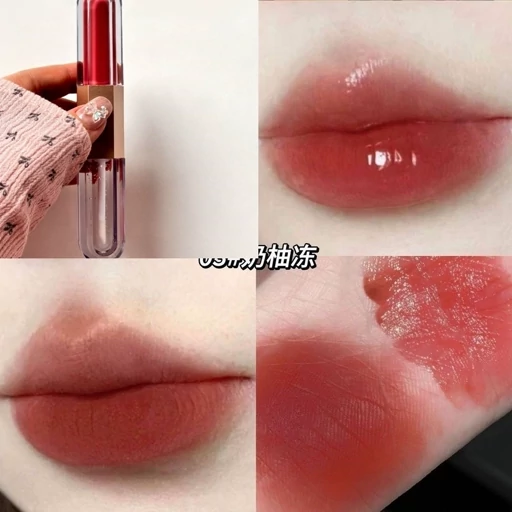 رژ لب طرح دوپ کیکو دو طرفه رژ مایع مات مخملی و برق لب مایه خیس براق کیوت پینترستی رژ کیکو فانتزی رنگ نود و گوشتی دوقلو  مدل:new kanada01318