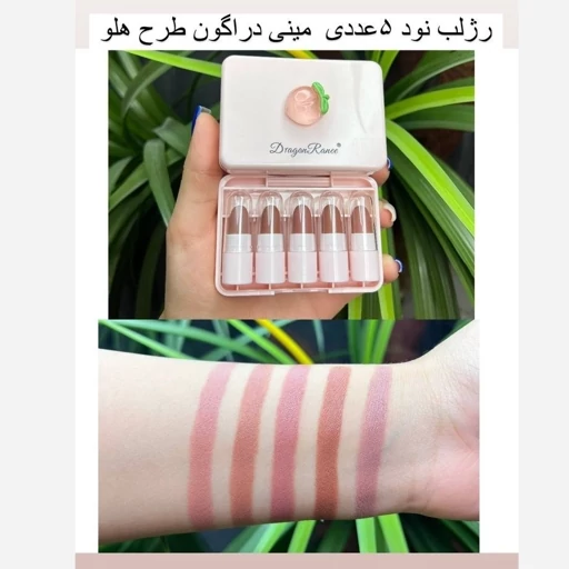 پک رژ لب هلو هویج 5 عددی فانتزی کیوت مات مخملی پیگمنت عالی مدل:new kanada01317