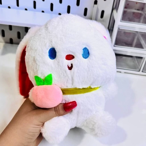 عروسک خرگوش کیوت بامزه با کیف هلویی فانتزی مناسب کادو هدیه تولد مدل:new kanada01317