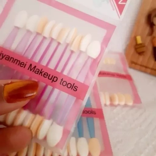 پد سایه چشم دو سر (براش سایه) پنبه ای ضد حساسیت قابل شستشو مدل:new kanada4568