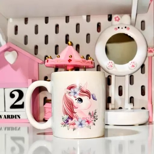ماگ (لیوان) فانتزی طرح یونیکورن گربه ای سفالی مناسب کادو مدل:new kanada1856