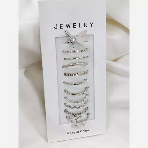 ست انگشتر (بدلیجات) دخترانه فانتزی بندانگشتی 11 عددی فری سایز مدل:new kanada1856