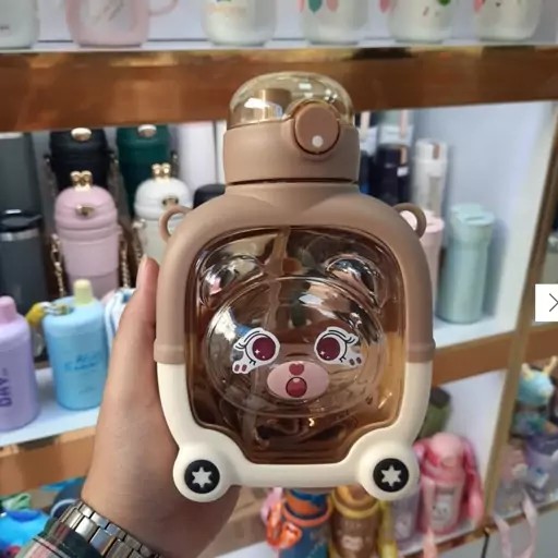 قمقمه (بطری آب) اکریلیک با بند و استیکر مهدکودک/مدرسه 200cc  مدل:new kanada1856
