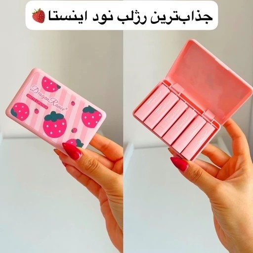 پک رژ لب مینی (ست رژ) 6 عددی فانتزی طرح توت فرنگی و تدی  مدل:new kanada1856