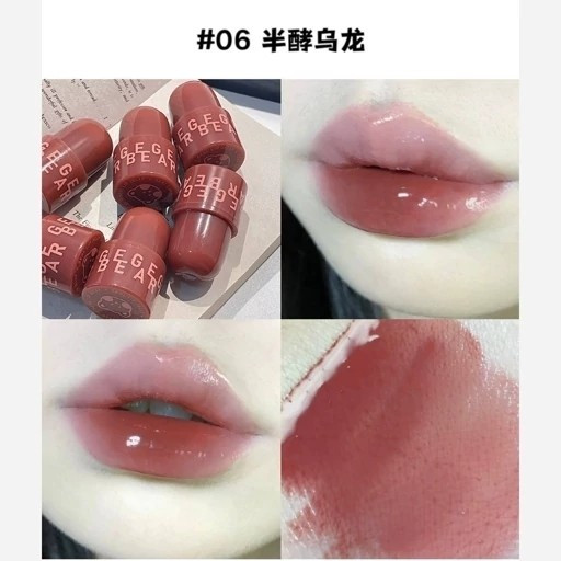 رژ لب خیس (لیپ گلاس) تدی خرسی، آبرسان و نرم کننده لب، بلوطی مدل:new kanada5689