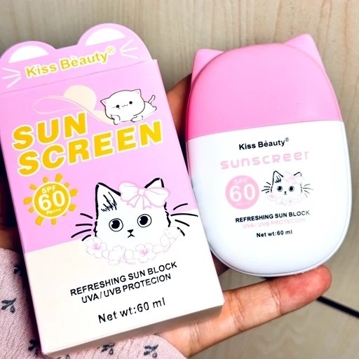 ضدآفتاب رنگی SPF50 (کرم پودری) طرح گربه ای فانتزی و کیوت  مدل:new kanada5689