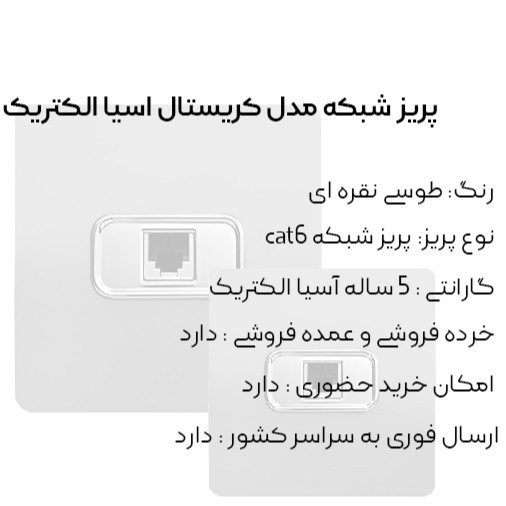 پریز شبکه طوسی مدل کریستال آسیا الکتریک