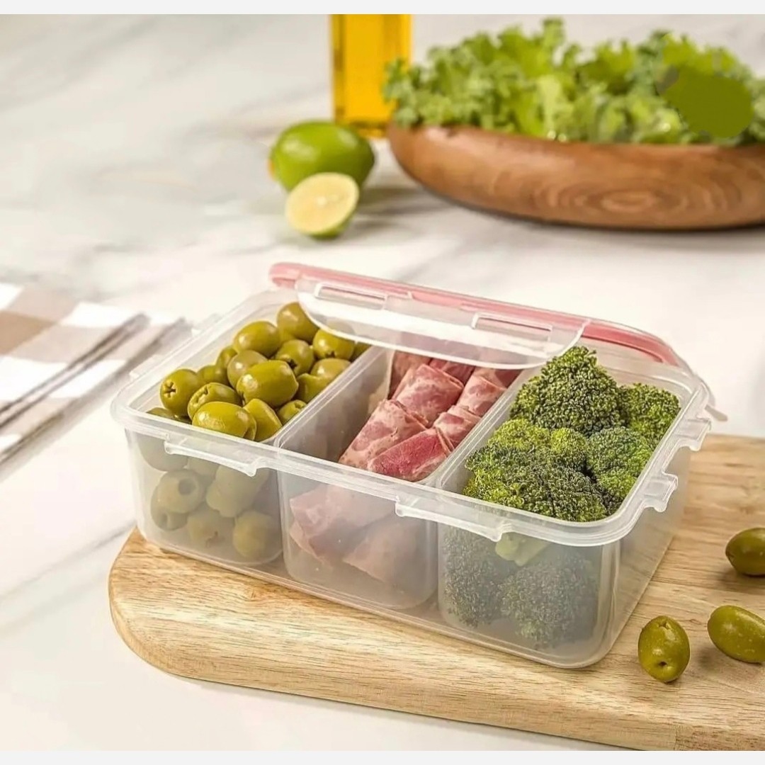 ظرف 3 خانه لیمون، ظرف فریزری مستطیل 3 خانه لیمون، ، ظرف تقسیم دار، ظرف تقسیم شونده، ظرف مقسم دار، ظرف قفل دار