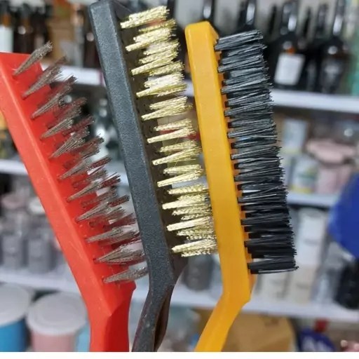 مسواک سیمی 3 تایی بزرگ ،فرچه سیمی، برس سیمی ، برس سه تایی فلزی، فرچه گاز، فرچه شستشو