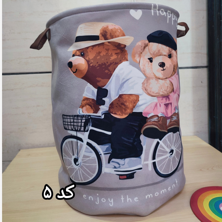 سبد لباس و اسباب بازی باکس عروسکی فانتزی کودک باکس رخت چرک جمع شو اسکلت دار فلزی لاندری استوانه نظم دهنده ارگانایزر اویم