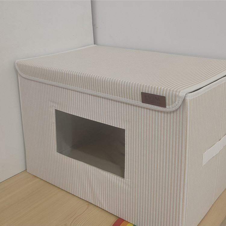 باکس لباس نظم دهنده لباس سایز 3 بقچه اسکلت دار اویم Evim سبد نظمدهنده پنجره دار تاشو راه راه جلو طلقی ایست دار ارگانایزر