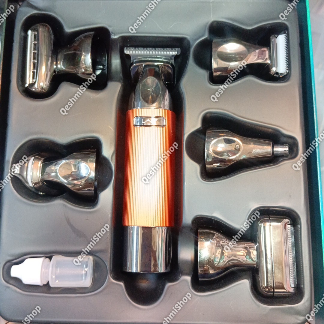 ماشین اصلاح چندکاره لایچی مدل L-9888 با 6 سری مختلف شامل خط زن، شیور، گوش و بینی و اصلاح بدن موجود در فروشگاه قشمی شاپ