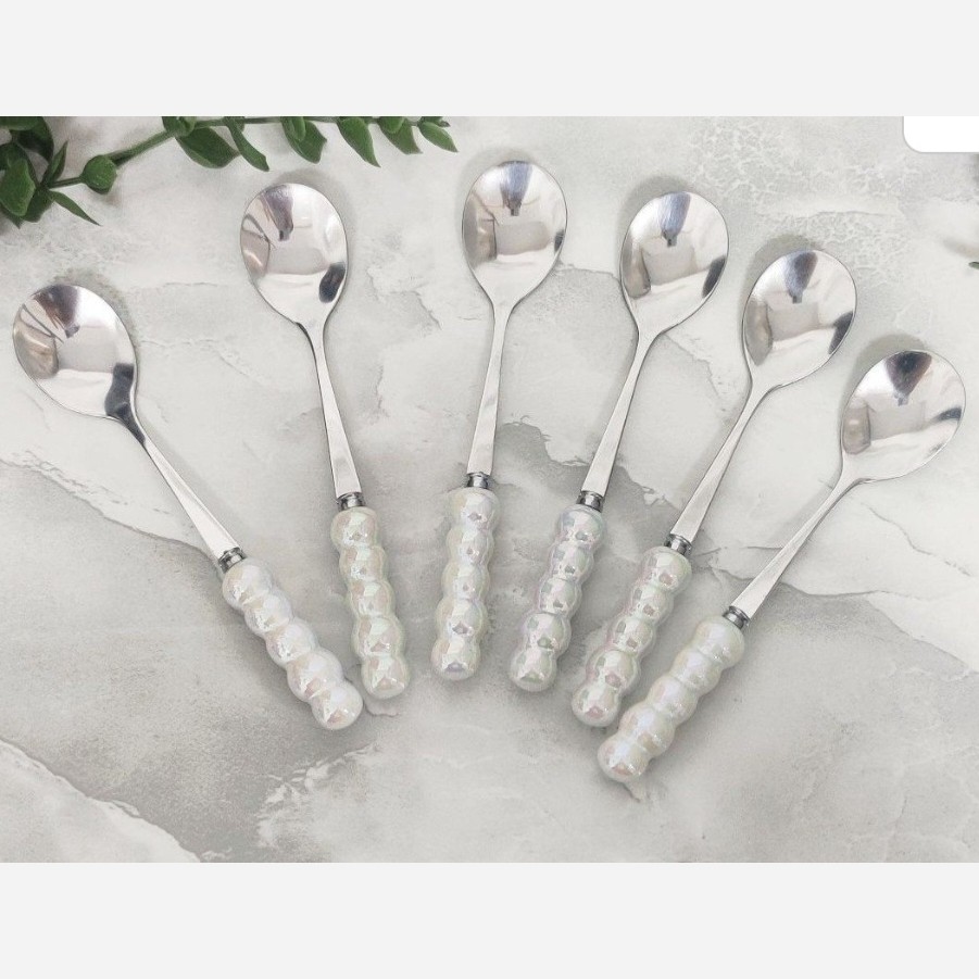 قاشق چای خوری دسته مرواریدی سفید S57