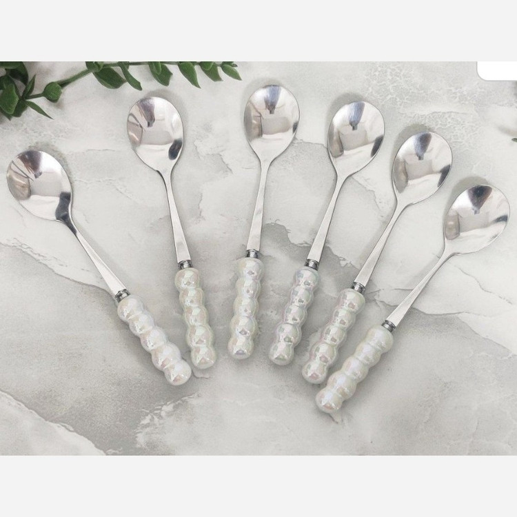 قاشق چای خوری دسته مرواریدی سفید S57