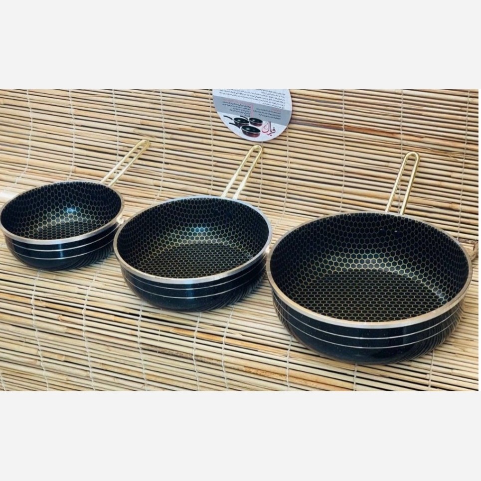 ست تابه 3 عددی تک دسته طرح چدن فریال