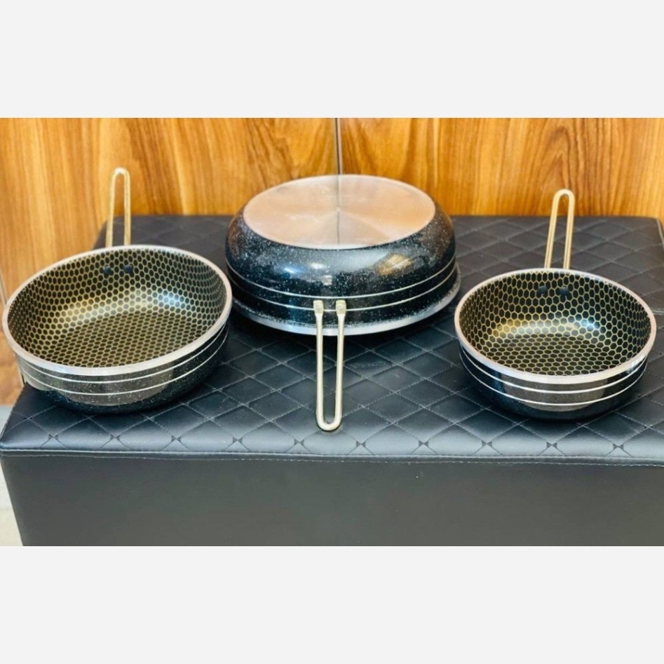 ست تابه 3 عددی تک دسته طرح چدن فریال